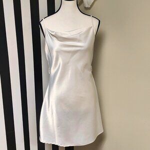 Cider White Satin Mini Dress